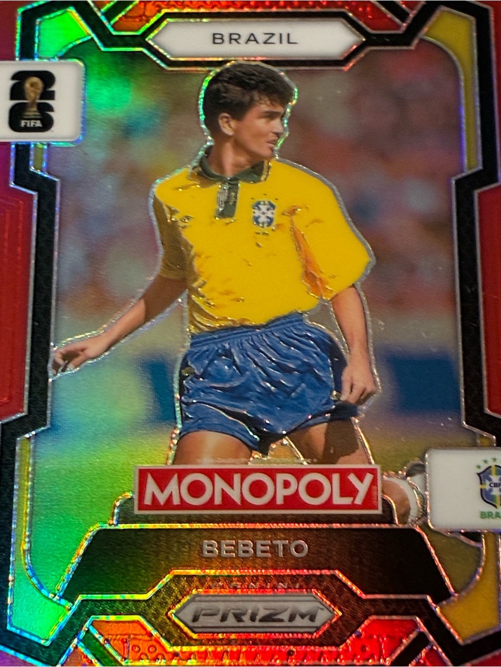 Panini Prizm Monopoly FIFA World Cup 2026 Bebeto Brazil #20 Red Prizm Card - Picture 4 of 9